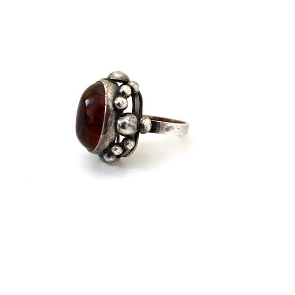 detail Rytosztuka Poland vintage silver and amber ring