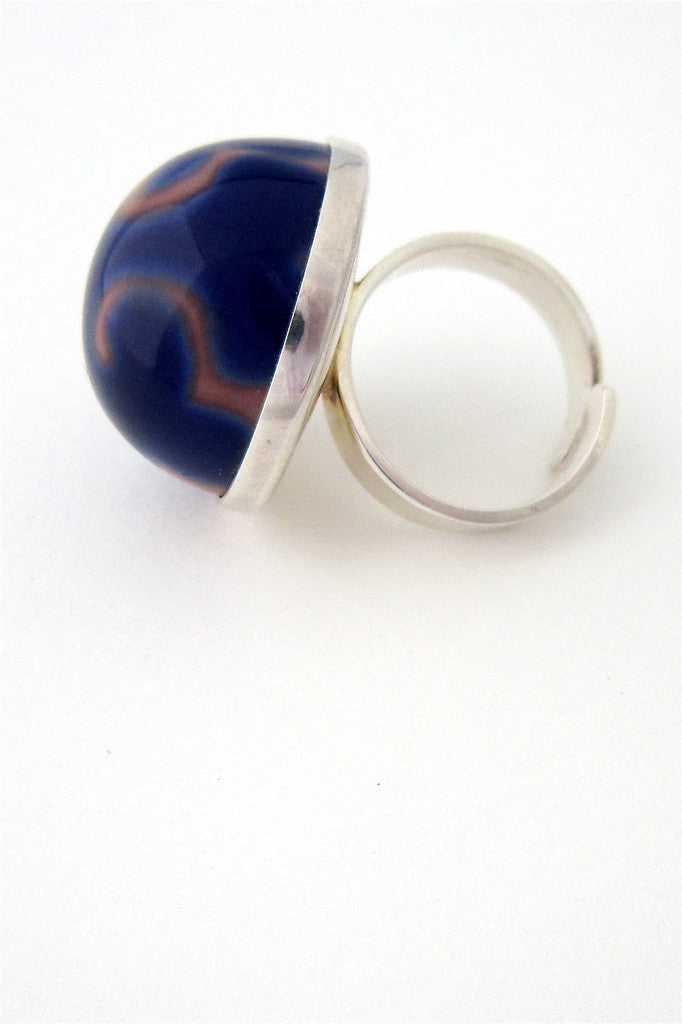 Porsgrund, Norway silver & porcelain ring by Anne Marie Odegaard