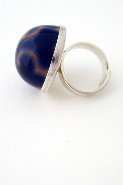 Porsgrund, Norway silver & porcelain ring by Anne Marie Odegaard