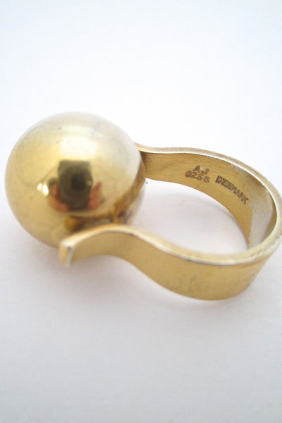 Arne Johansen large sphere silver gilt ring