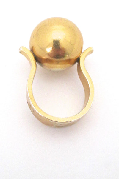 Arne Johansen Denmark modernist silver gilt ring at Samantha Howard Vintage