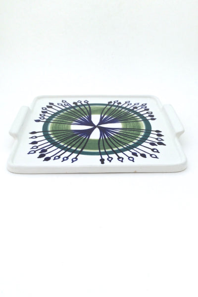 profile Arabia Finland vintage hand decorated mid century ceramic tab handled platter tray