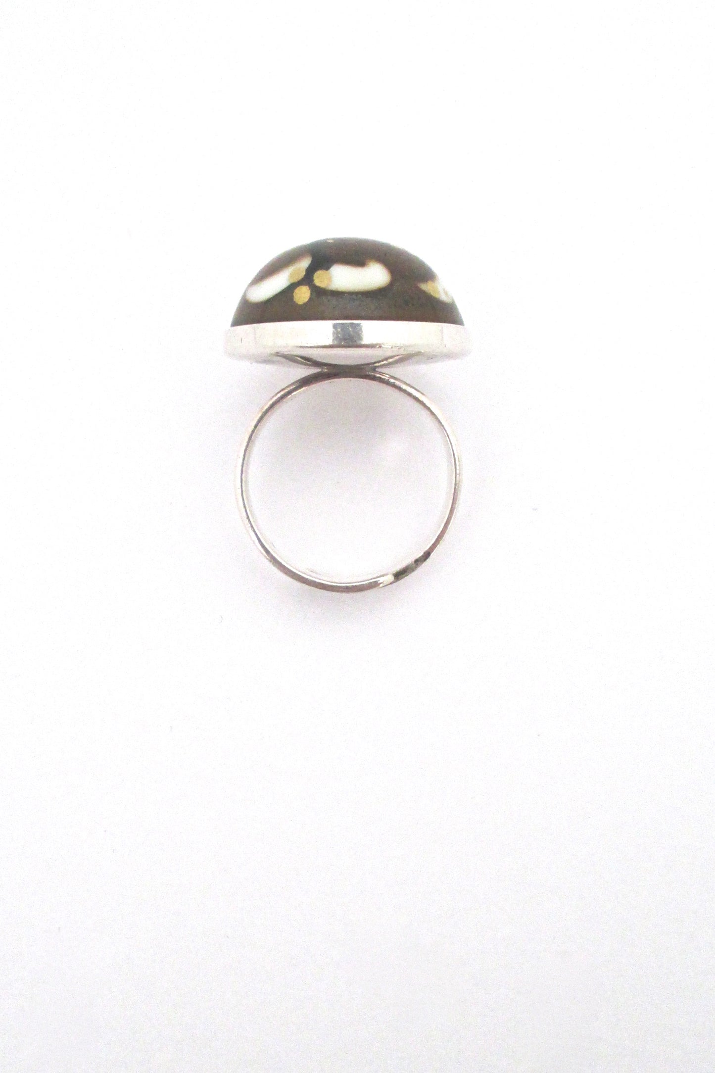profile Porsgrund Norway vintage silver and porcelain ring by Anne Marie Odegaard