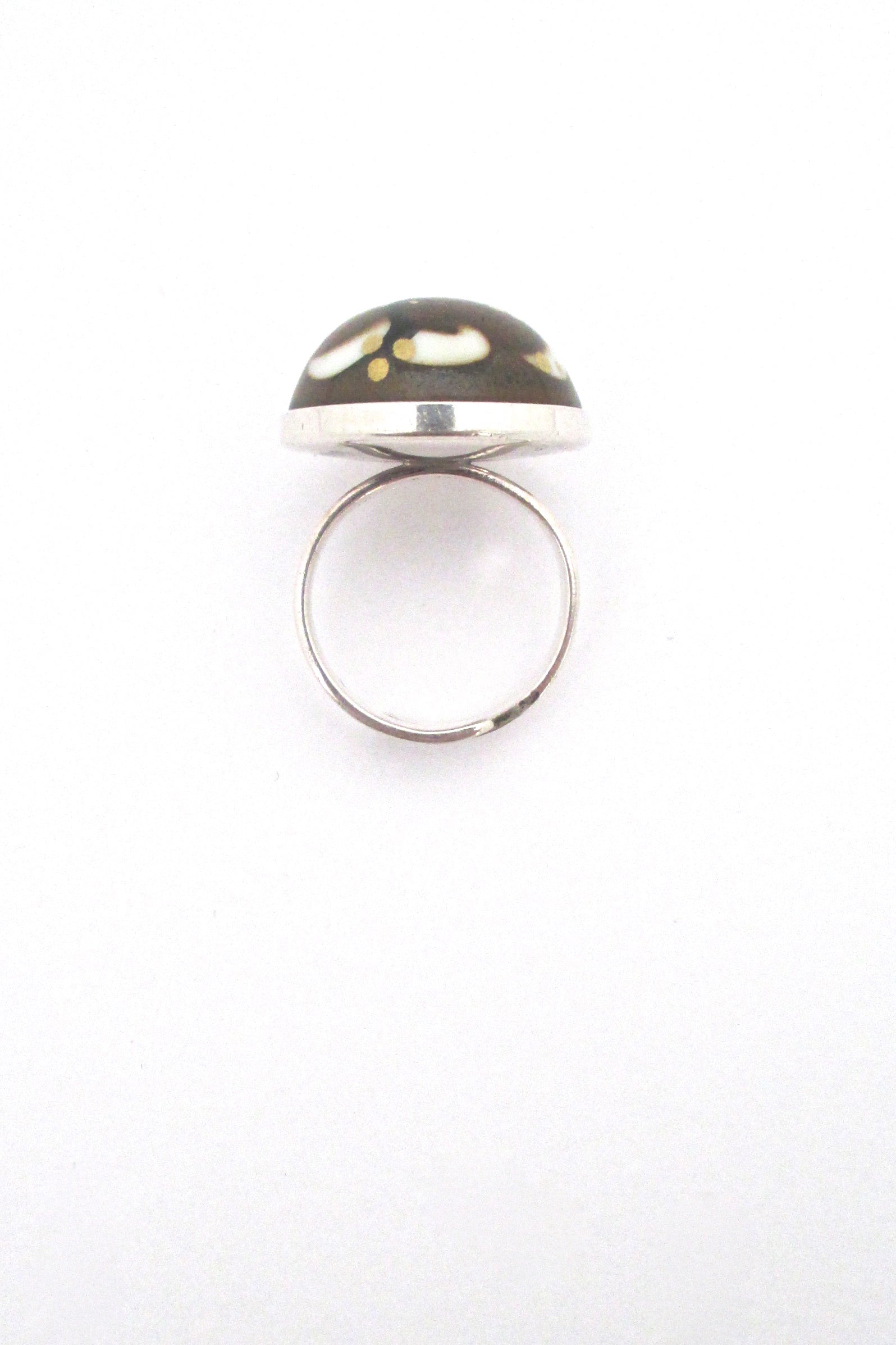 profile Porsgrund Norway vintage silver and porcelain ring by Anne Marie Odegaard