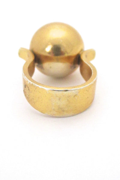 Arne Johansen large sphere silver gilt ring