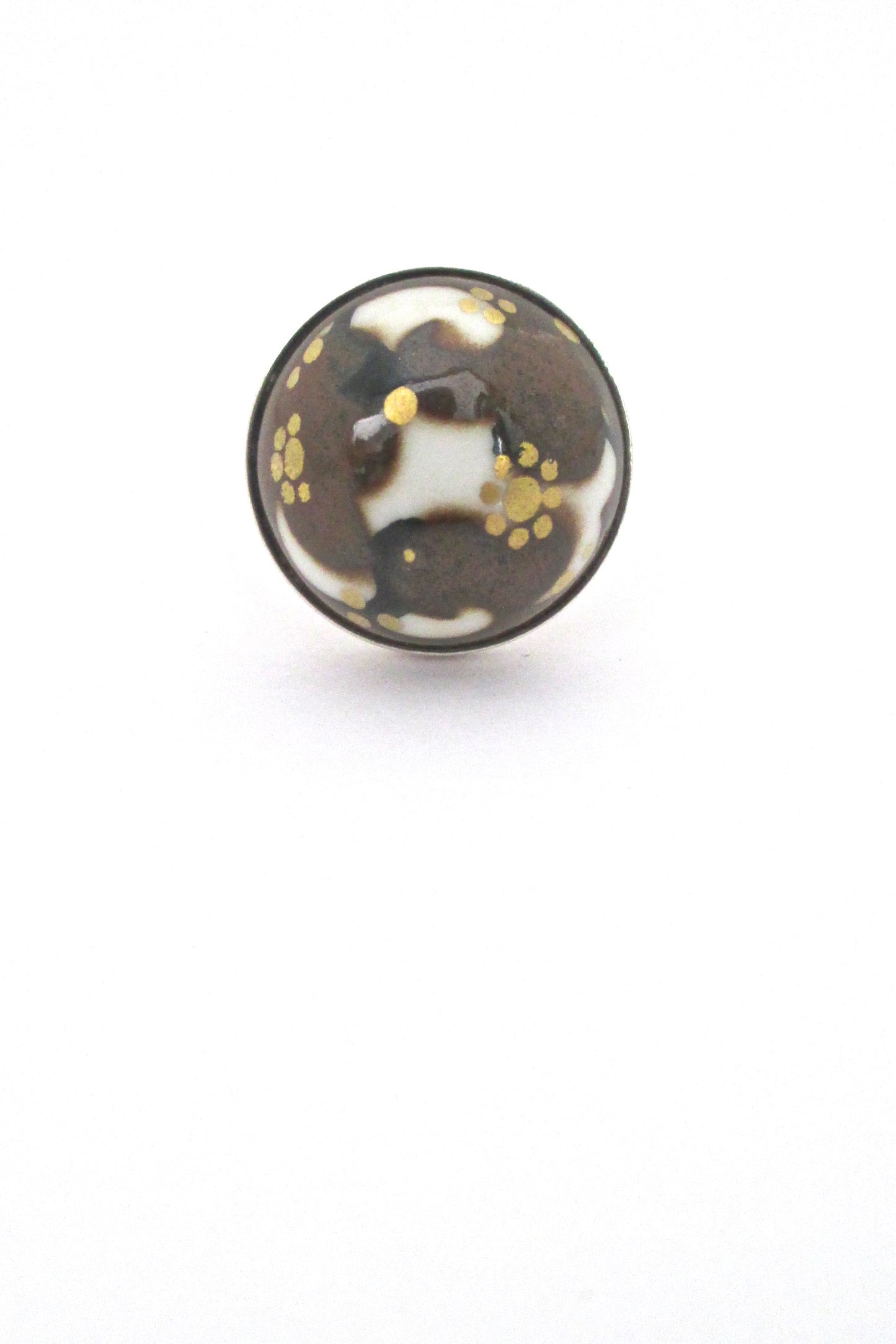detail Porsgrund Norway vintage silver and porcelain ring by Anne Marie Odegaard