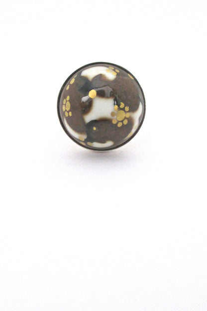 detail Porsgrund Norway vintage silver and porcelain ring by Anne Marie Odegaard