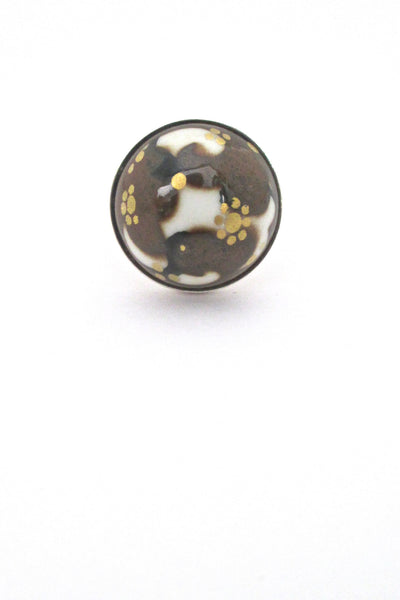 detail Porsgrund Norway vintage silver and porcelain ring by Anne Marie Odegaard