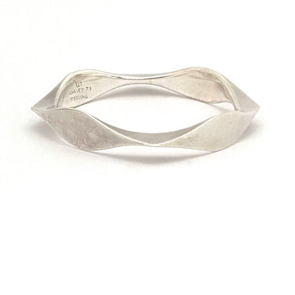 detail Walter Schluep Canada vintage sterling silver hand wrought bangle bracelet signed dated 1973