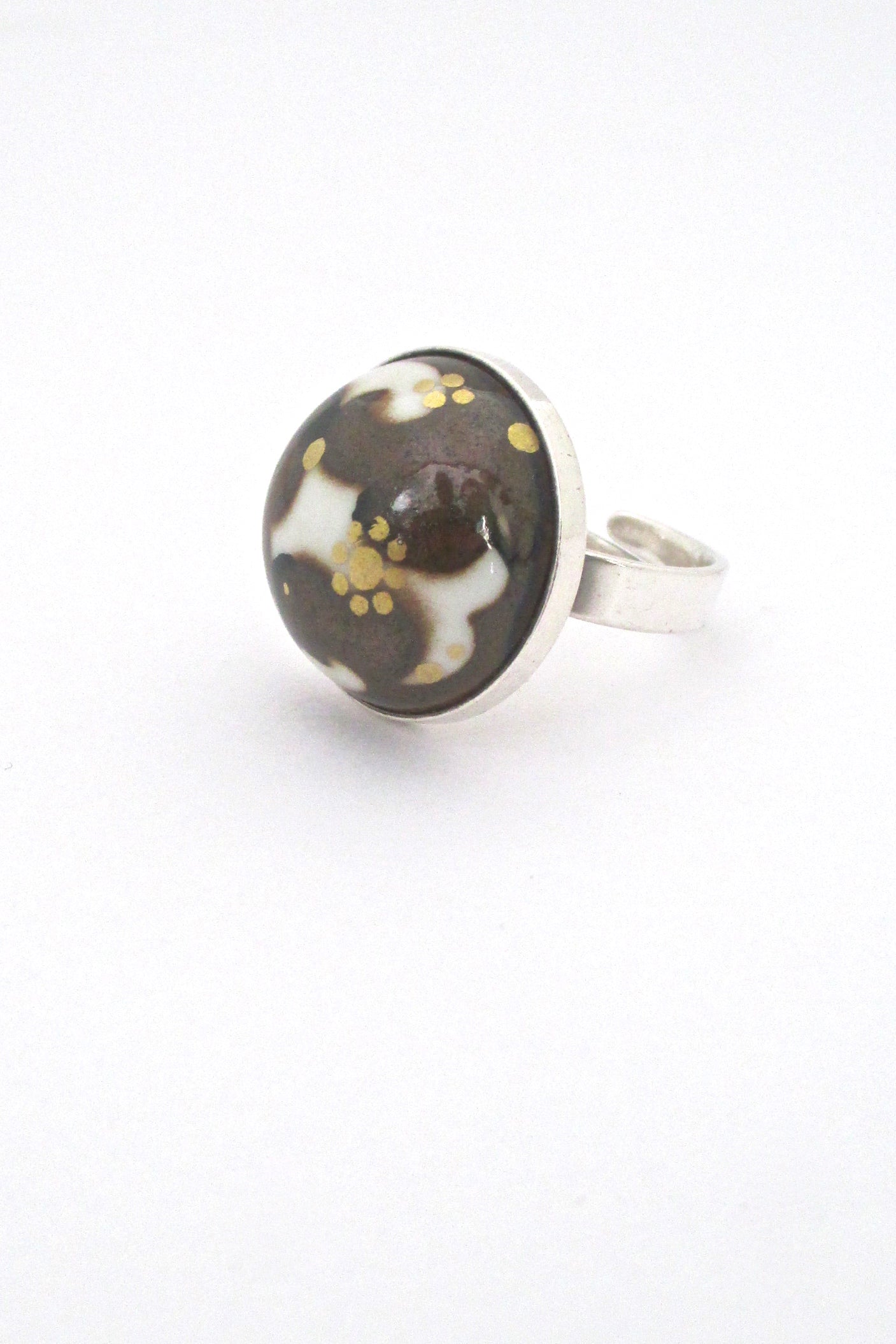 Porsgrund silver & porcelain ring - Anne Marie Odegaard