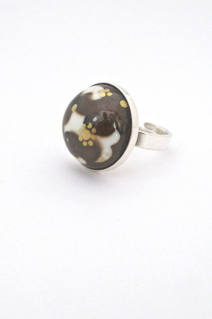 Porsgrund silver & porcelain ring - Anne Marie Odegaard