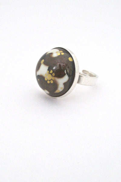 Porsgrund silver & porcelain ring - Anne Marie Odegaard