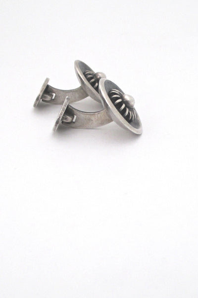 profile Ernst Willy Knudsen Denmark vintage silver coil and bead mid century modern cufflinks