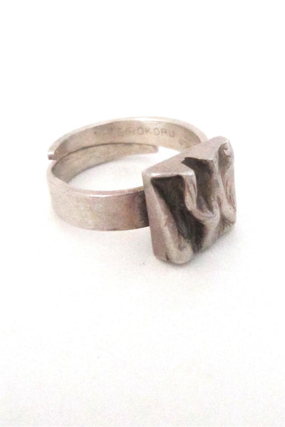 Matti Hyvarinen Finland vintage silver modernist bark ring