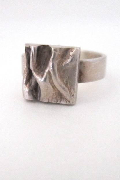 Matti Hyvarinen Finland vintage silver modernist bark ring