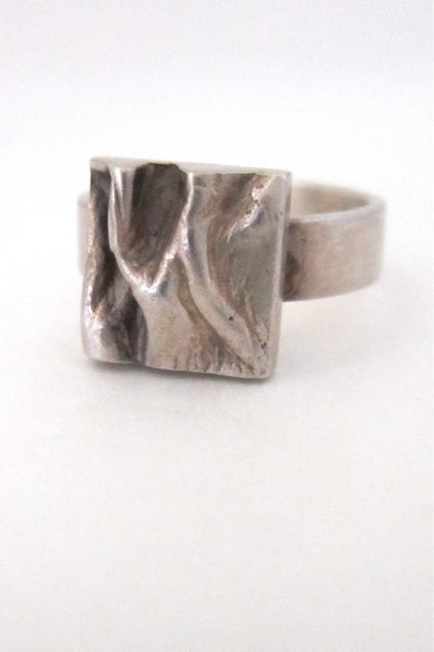 Matti Hyvarinen Finland vintage silver modernist bark ring