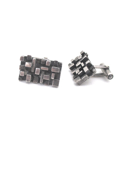 vintage brutalist silver cufflinks - 'dimensional cubes'