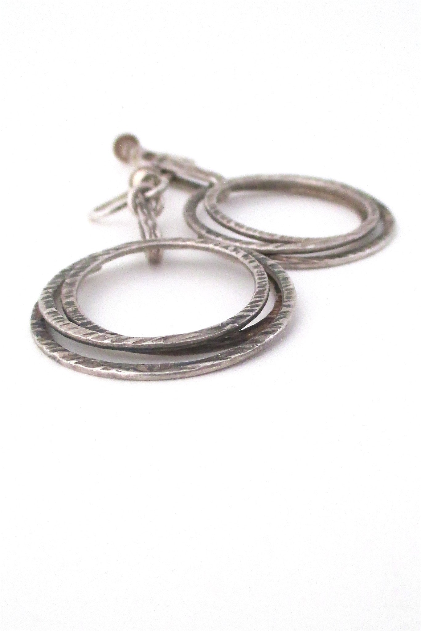 Elis Kauppi for Kupittaan Kulta Finland vintage Scandinavian Modernist silver earrings 