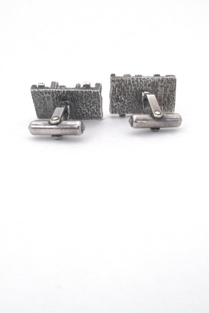 vintage brutalist silver cufflinks - 'dimensional cubes'