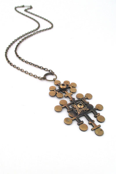 Pentti Sarpaneva Finland vintage Scandinavian Modernist bronze pendant necklace