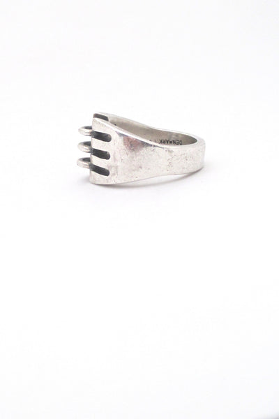 profile Hans Hansen Denmark vintage heavy silver 3 rings ring 14 Scandinavian Modern design jewelry