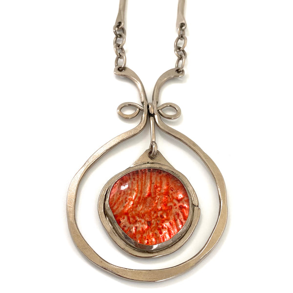 Rafael Canada extra large classic kinetic pendant necklace ~ silver tone