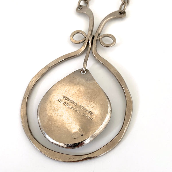 Rafael Canada extra large classic kinetic pendant necklace ~ silver tone