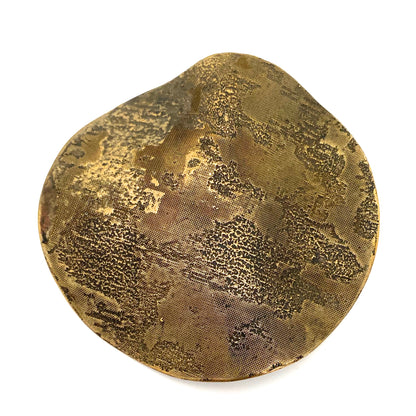 Barbara Stutman large textured brass 1980s brooch ~ signed