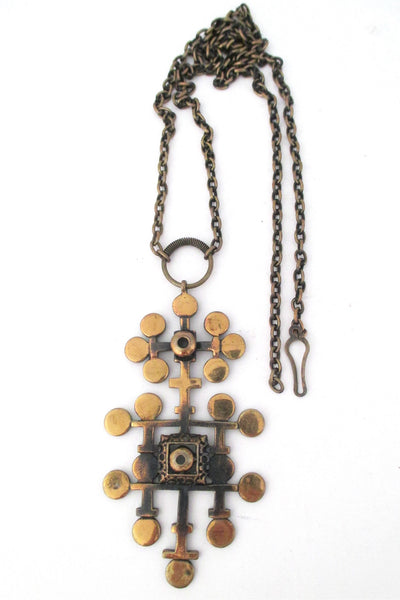 Pentti Sarpaneva Finland vintage Scandinavian Modernist bronze pendant necklace