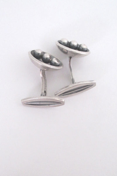 detail Hans Hansen Denmark vintage Scandinavian Modern silver cufflinks mens jewelry