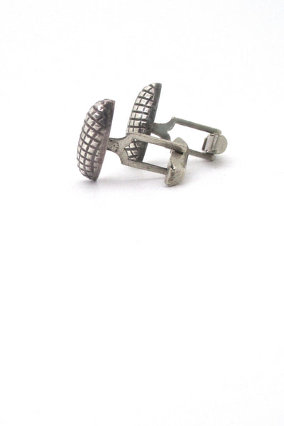 profile vintage silver modernist mid century cufflinks Mexico