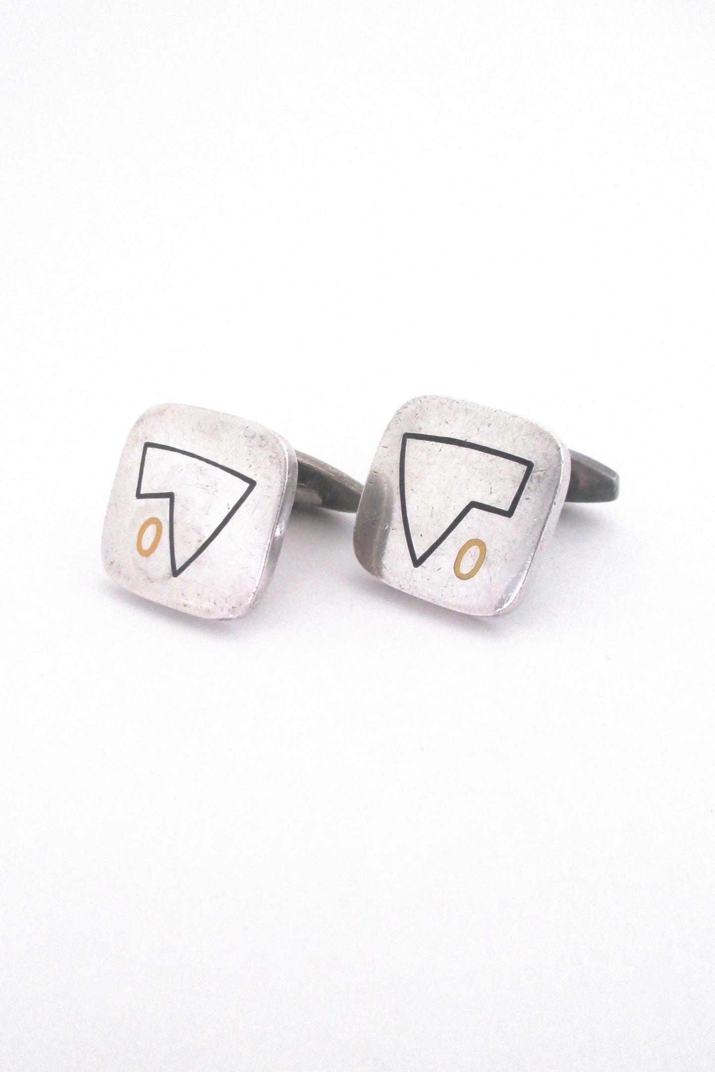 Hans Hansen modernist silver & enamel cufflinks - rare 2 colour