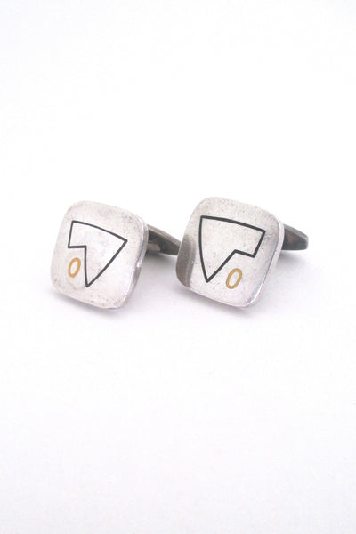 Hans Hansen modernist silver & enamel cufflinks - rare 2 colour