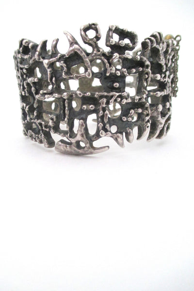 Guy Vidal large brutalist openwork hinged bracelet