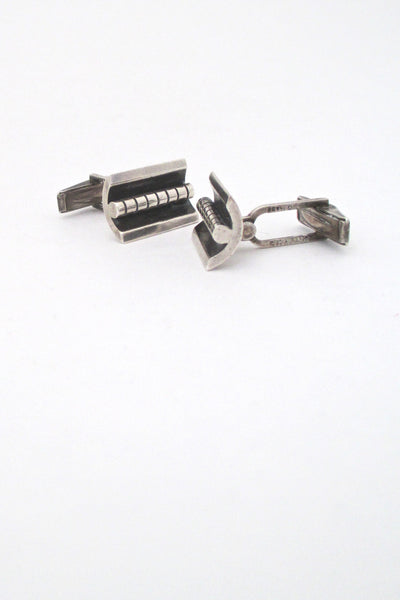 profule vintage mid century modern studio made heavy sterling silver cufflinks
