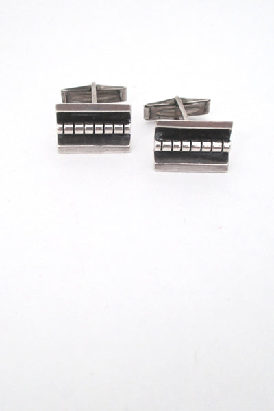 vintage mid century modern studio made heavy sterling silver cufflinks
