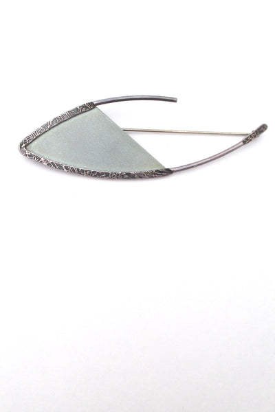 large minimalist vintage titanium & sterling silver brooch