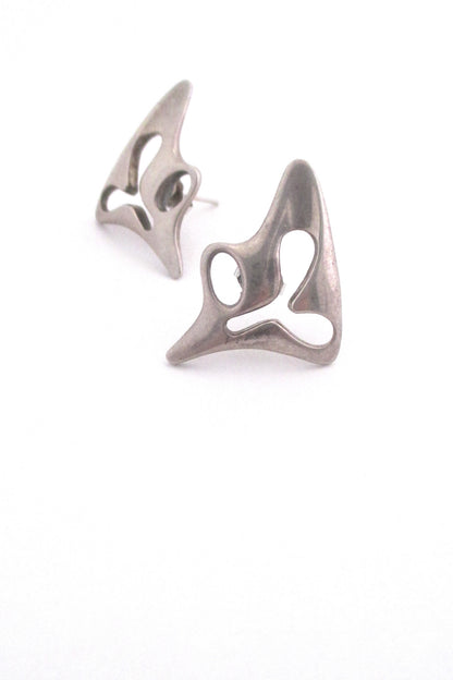 detail Georg Jensen Denmark vintage Scandinavian Modern silver earrings 119 by Henning Koppel