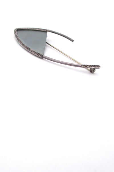 profile vintage silver titaniun large brooch postmodern design 1980s jewelry