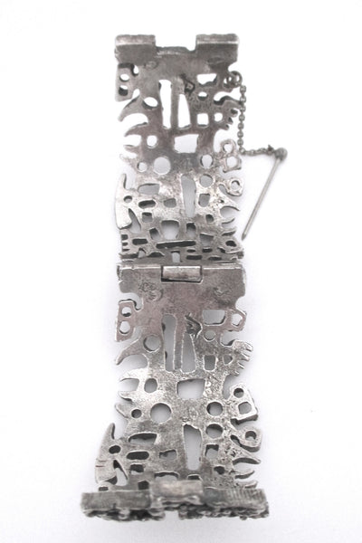 Guy Vidal large brutalist openwork hinged bracelet