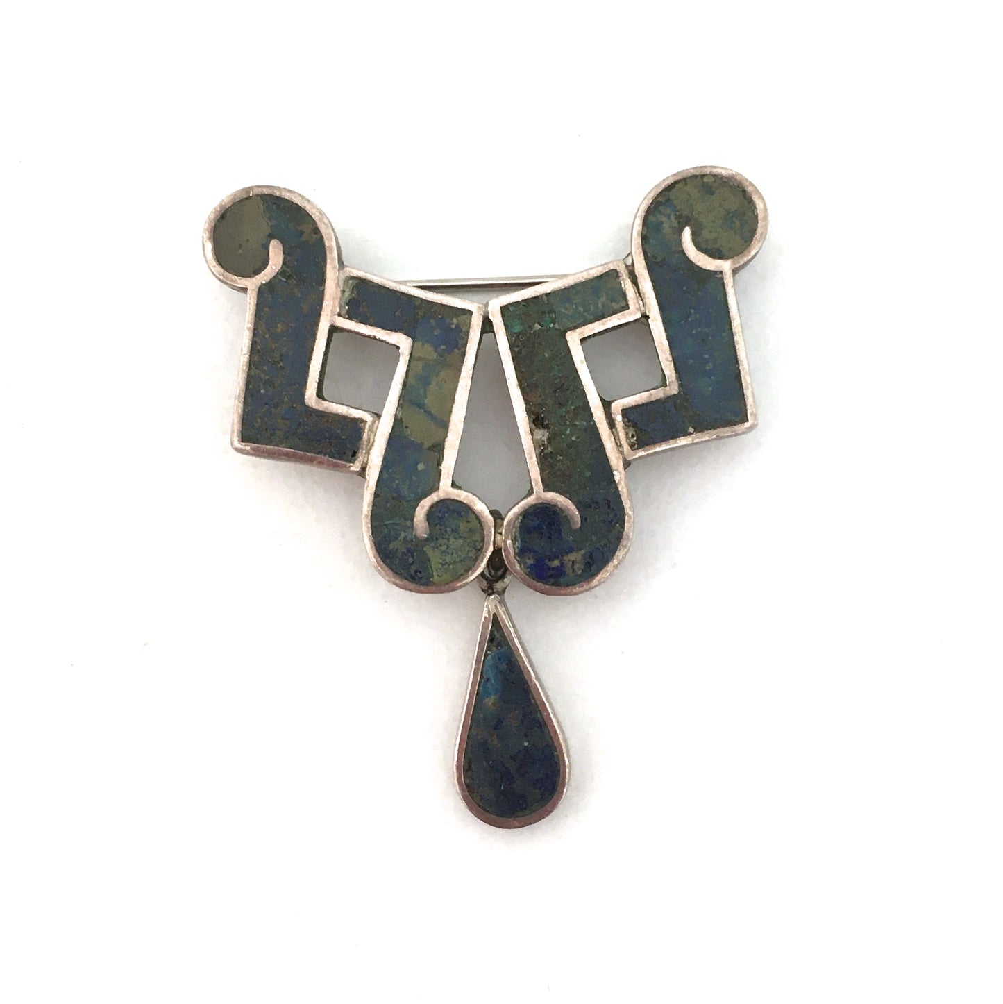 Los Castillo mosaico Azteca kinetic brooch