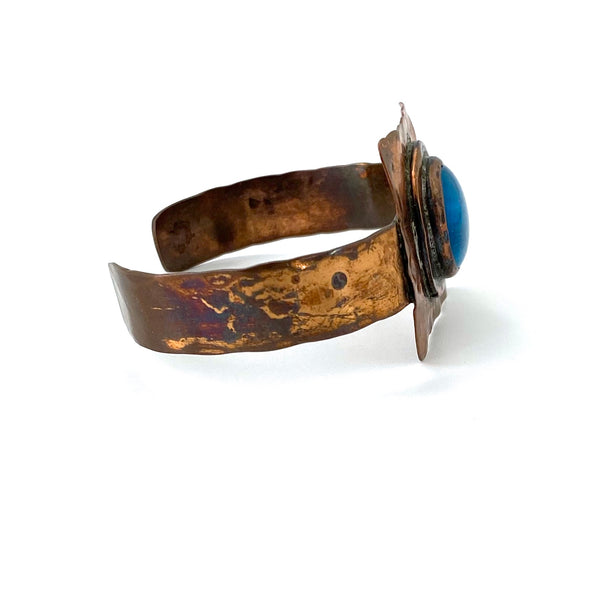 Rafael Canada copper cuff bracelet ~ clear bright aqua glass