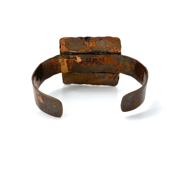 Rafael Canada copper cuff bracelet ~ clear bright aqua glass