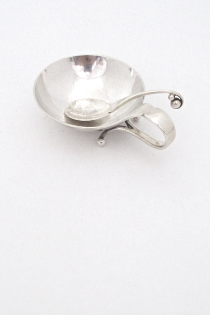 detail Georg Jensen Denmark vintage silver open salt and spoon 110 by Georg Jensen