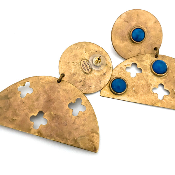 Martha Sturdy 1980s large drop earrings for pierced ears ~ faux turquoise