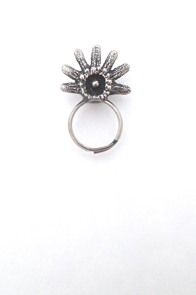 profile Robert Larin Canada vintage brutalist pewter rays ring 1970s design jewelry