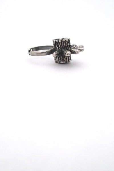 Robert Larin brutalist pewter 'rays' dimensional ring