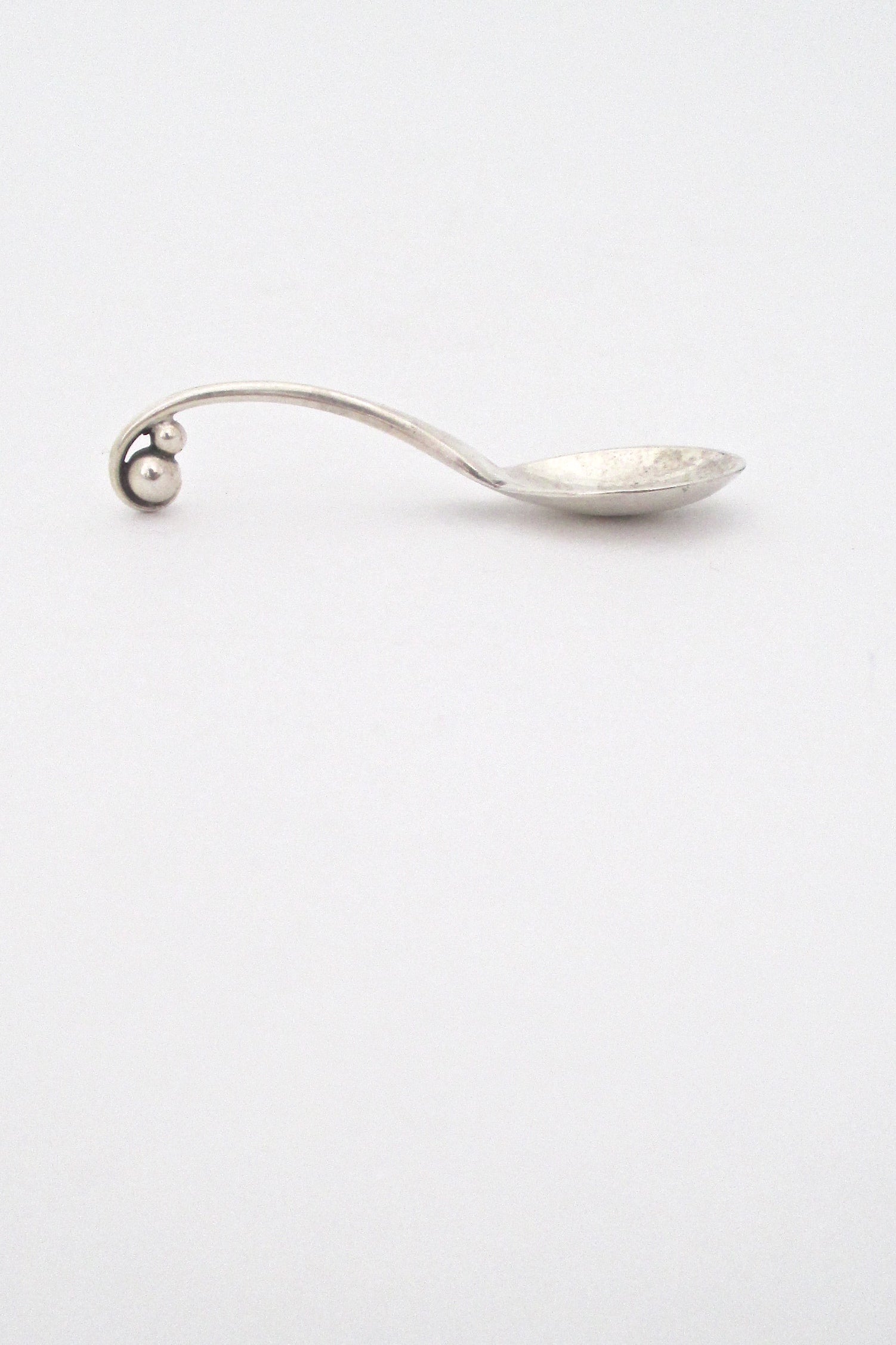 profile Georg Jensen Denmark vintage silver open salt and spoon 110 by Georg Jensen