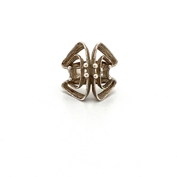Studio Else & Paul brutalist openwork silver large ring