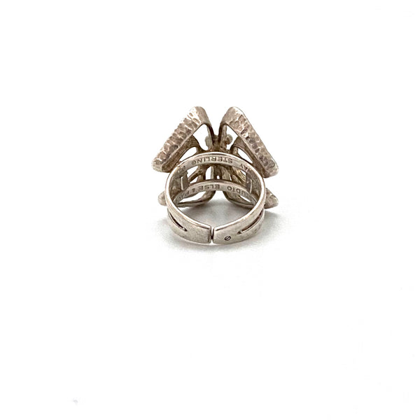 Studio Else & Paul brutalist openwork silver large ring